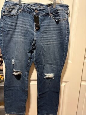 torrid Medium Blue Distressed Straight Leg Jeans